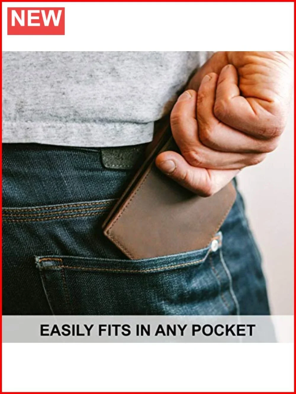 Top Grain Leather Bifold Wallet RFID Blocking 8 Card Slots